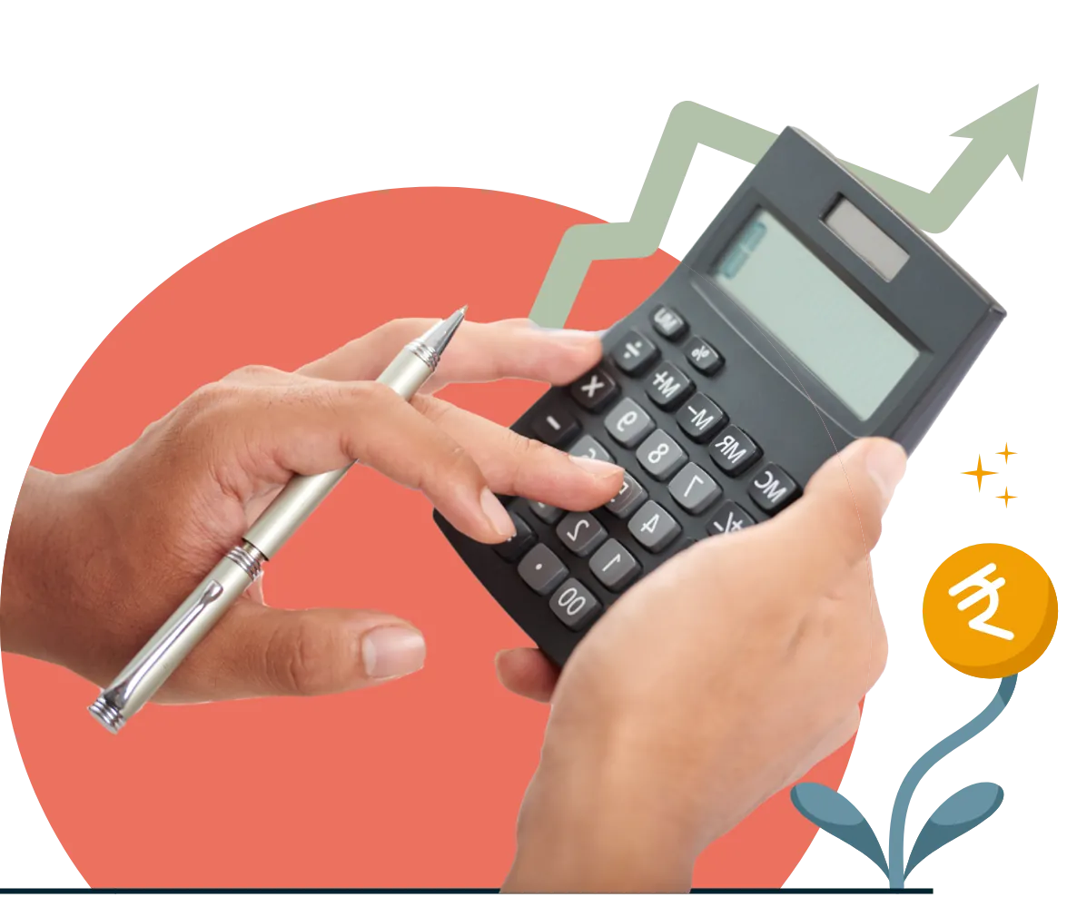 person using calculator